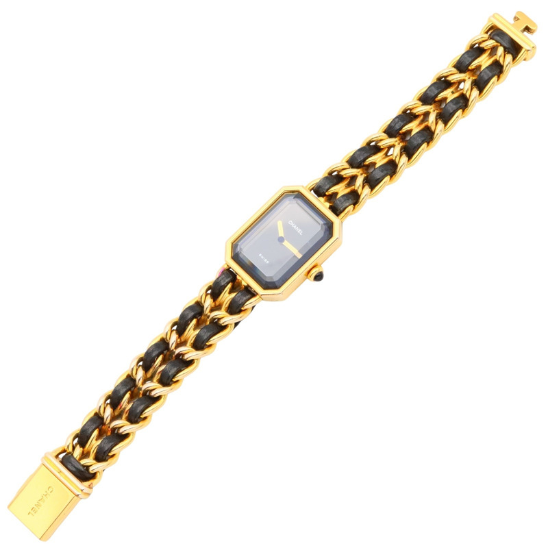 CHANEL Premiere M 手錶,GP(鍍金),皮革,女士,黑色,H0001-2