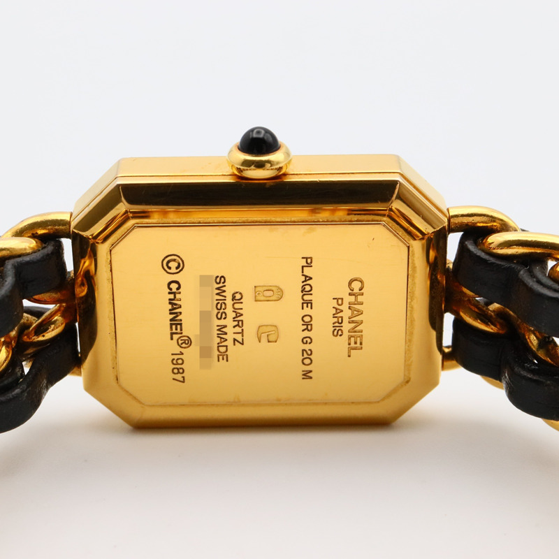 CHANEL Premiere M 手錶,GP(鍍金),皮革,女士,黑色,H0001-4