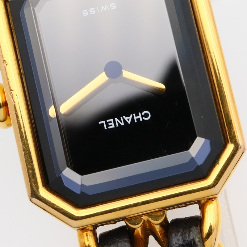 CHANEL Premiere M 手錶,GP(鍍金),皮革,女士,黑色,H0001-8