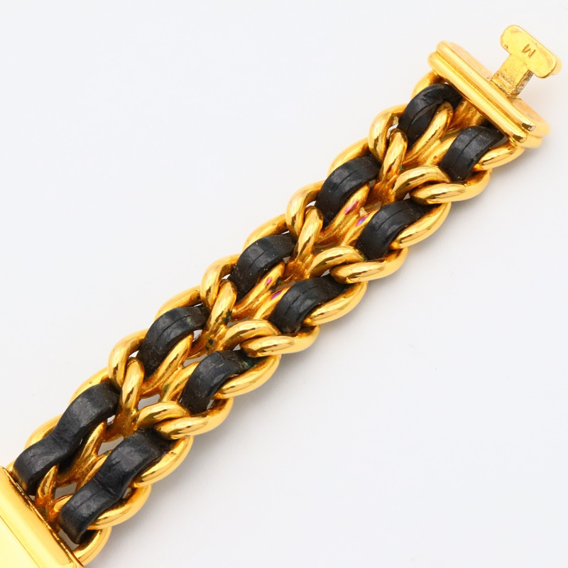 CHANEL Premiere M 手錶,GP(鍍金),皮革,女士,黑色,H0001-11