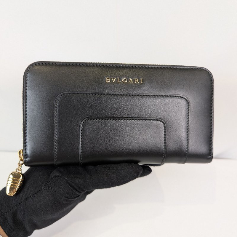 莉亞精品♡Bvlgari 蛇頭拉鍊黑長夾 近新閒置-8