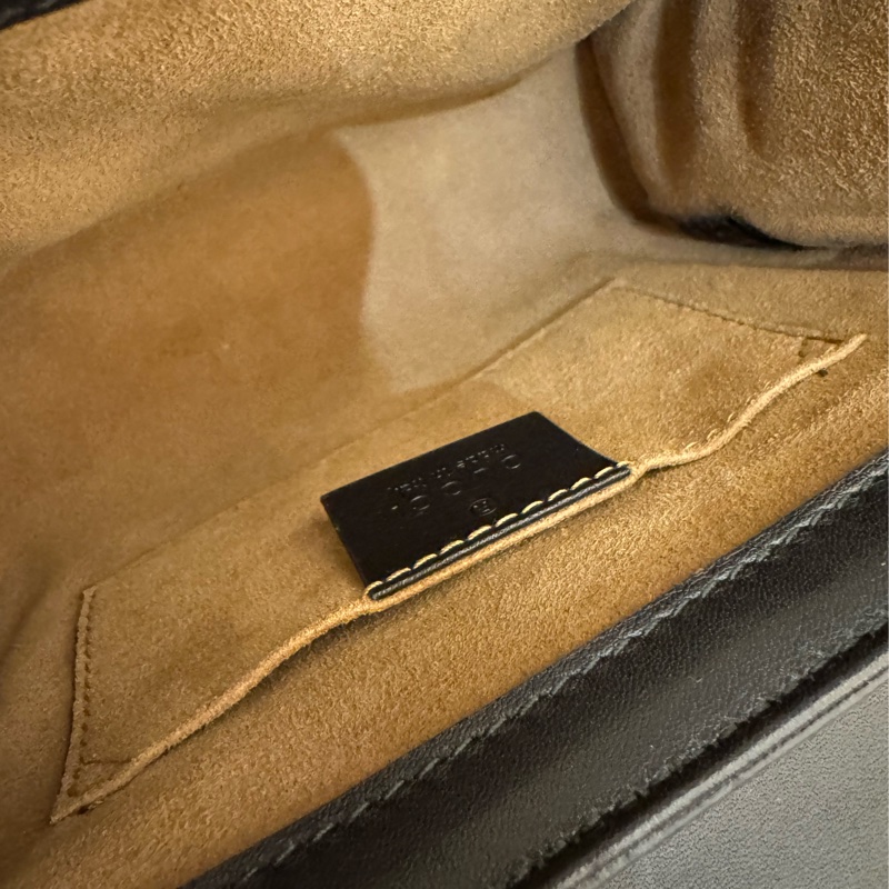 Gucci黑/咖皮革拼pvc padlock斜背包-37