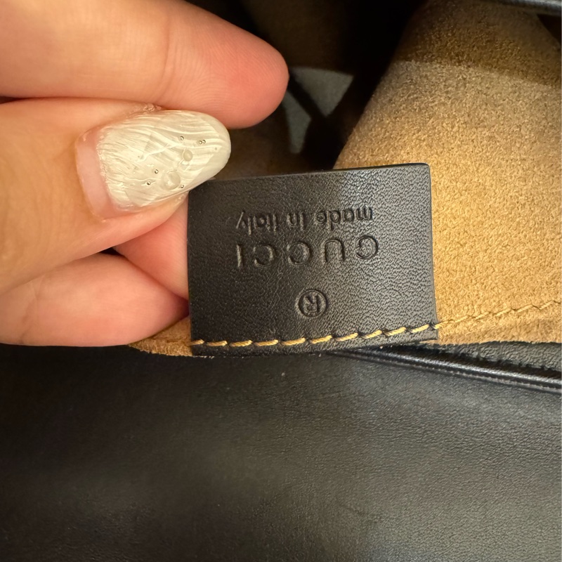 Gucci黑/咖皮革拼pvc padlock斜背包-39