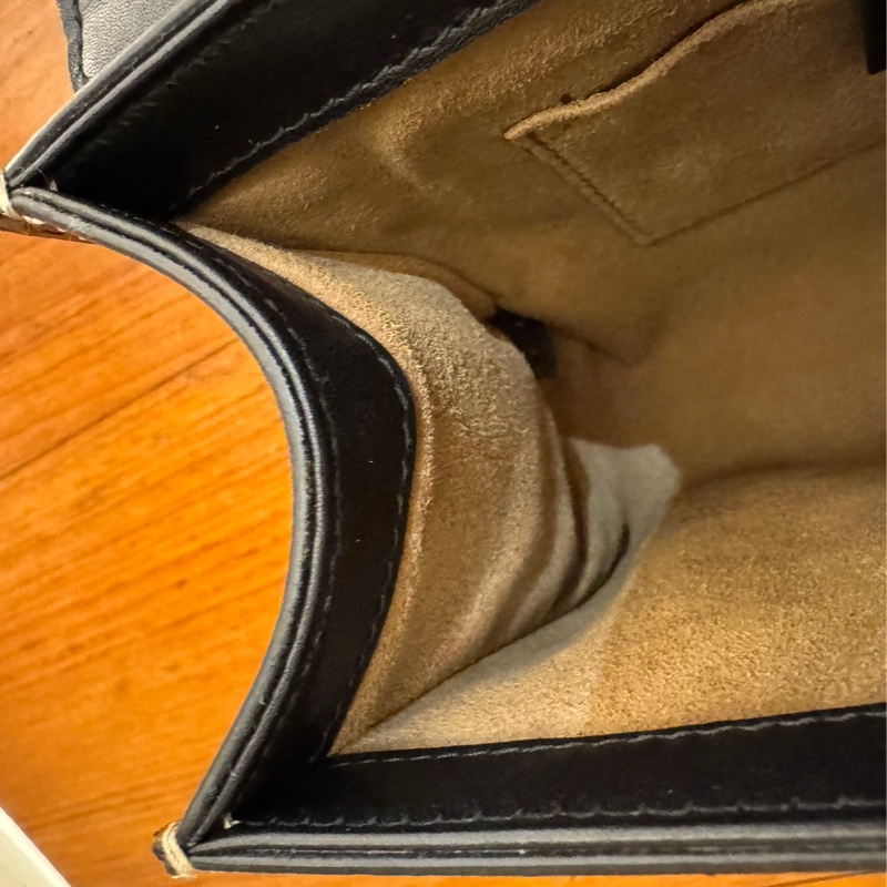 Gucci黑/咖皮革拼pvc padlock斜背包-43