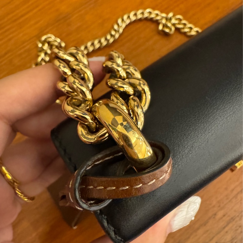 Gucci黑/咖皮革拼pvc padlock斜背包-54
