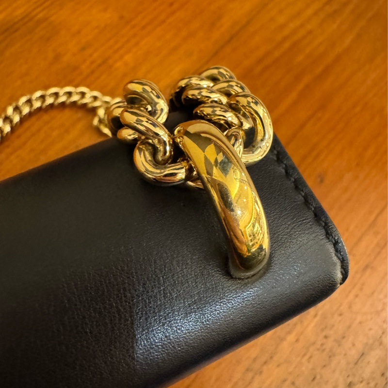 Gucci黑/咖皮革拼pvc padlock斜背包-55