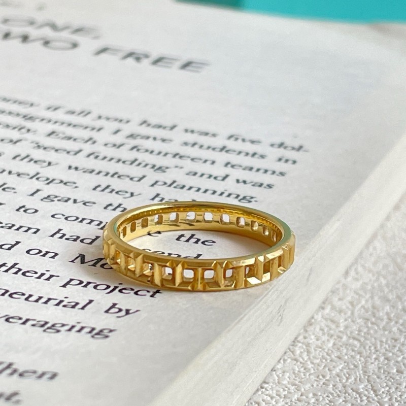 Tiffany True 18k玫瑰金鏤空戒指 58碼-2