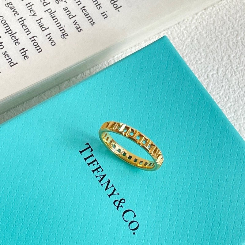Tiffany True 18k玫瑰金鏤空戒指 58碼-3