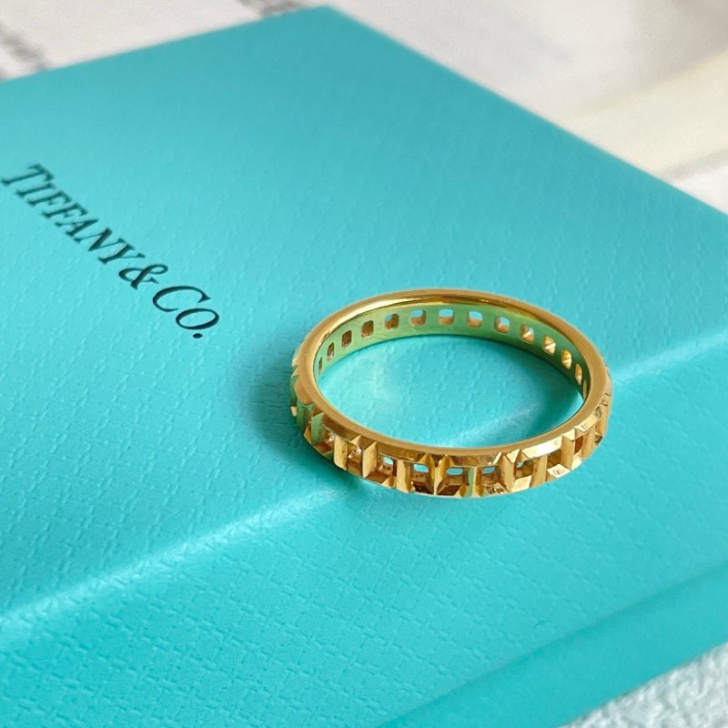 Tiffany True 18k玫瑰金鏤空戒指 58碼-4