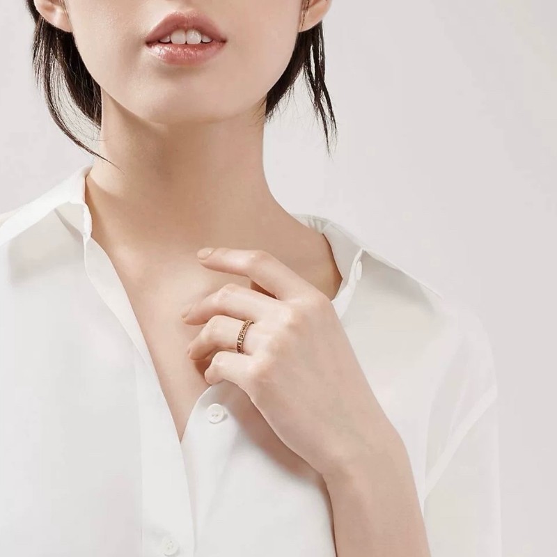 Tiffany True 18k玫瑰金鏤空戒指 58碼-5