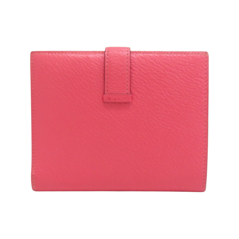 唇膏粉 Chevre山羊皮 Bearn 銀扣 兩折短夾 C刻 銀扣【HERMES 愛馬仕】-1