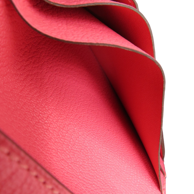 唇膏粉 Chevre山羊皮 Bearn 銀扣 兩折短夾 C刻 銀扣【HERMES 愛馬仕】-7