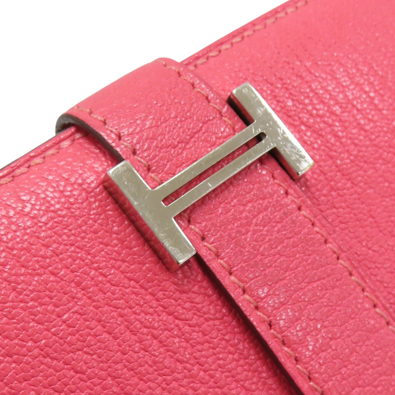 唇膏粉 Chevre山羊皮 Bearn 銀扣 兩折短夾 C刻 銀扣【HERMES 愛馬仕】-11