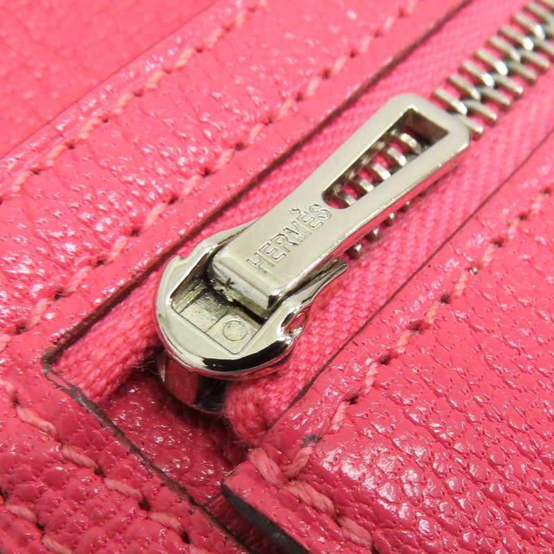 唇膏粉 Chevre山羊皮 Bearn 銀扣 兩折短夾 C刻 銀扣【HERMES 愛馬仕】-12