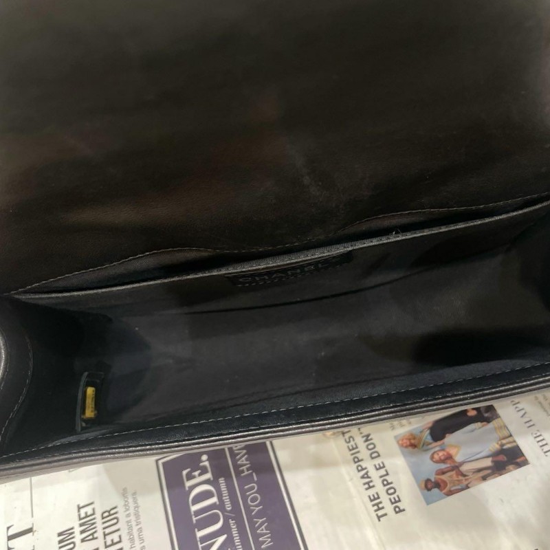 Chanel Leboy 中號 黑銀 羊皮 肩背包斜背包 25cm-5