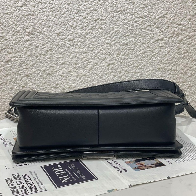 Chanel Leboy 中號 黑銀 羊皮 肩背包斜背包 25cm-6