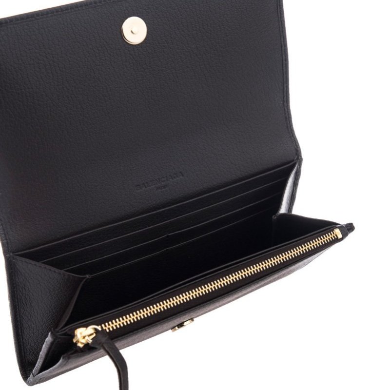 💎Han's house精品服飾💎 BALENCIAGA 巴黎世家 黑色 山羊皮 爆裂紋 掀蓋 機車 長夾-2