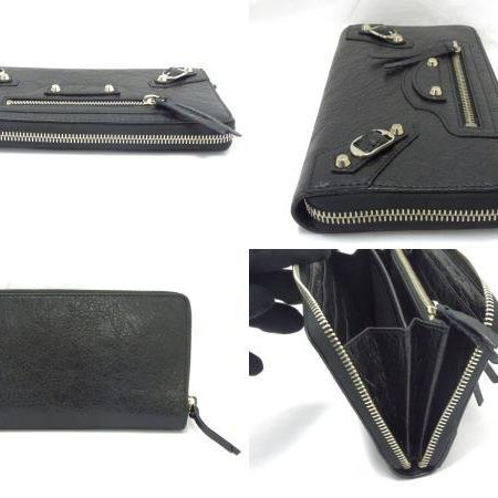 💎Han's house精品服飾💎Balenciaga 巴黎世家 金釦 羊皮 拉鍊 機車 長夾-1