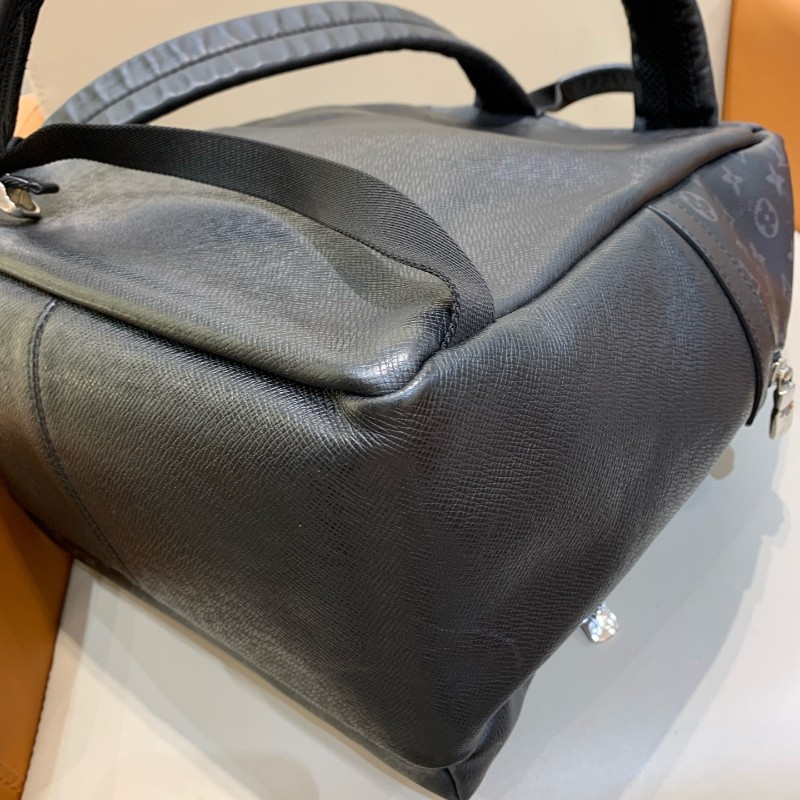 Louis Vuitton 黑老花拼皮阿波羅雙肩包 後背包 晶片款-10