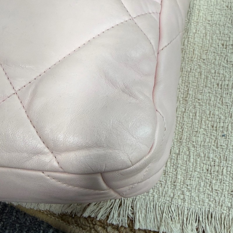 CHANEL 19bag小號 羊皮 淡粉色 金色金屬 肩背包斜背包-9