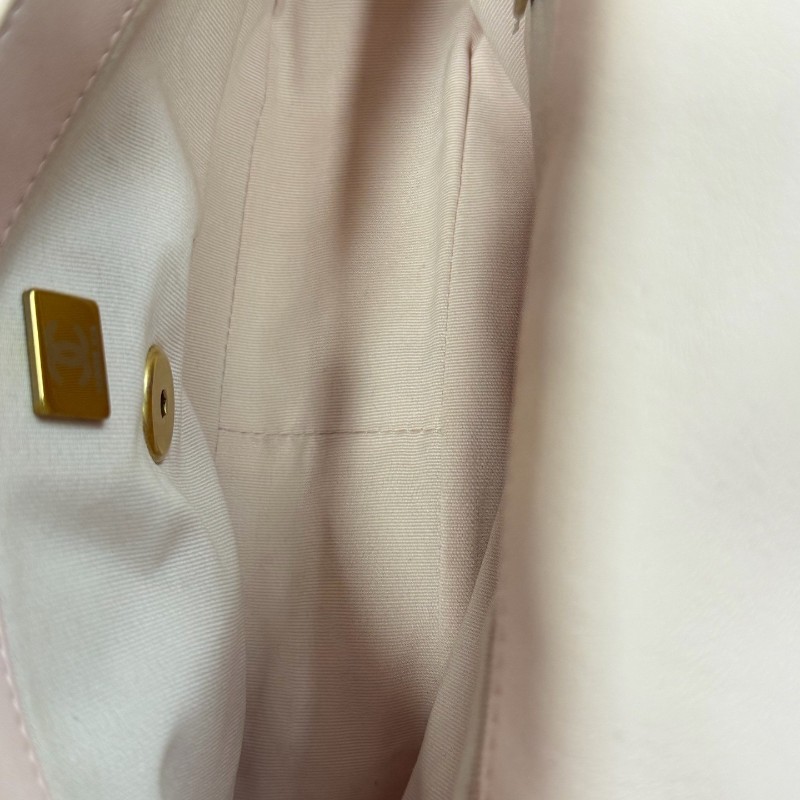 CHANEL 19bag小號 羊皮 淡粉色 金色金屬 肩背包斜背包-13