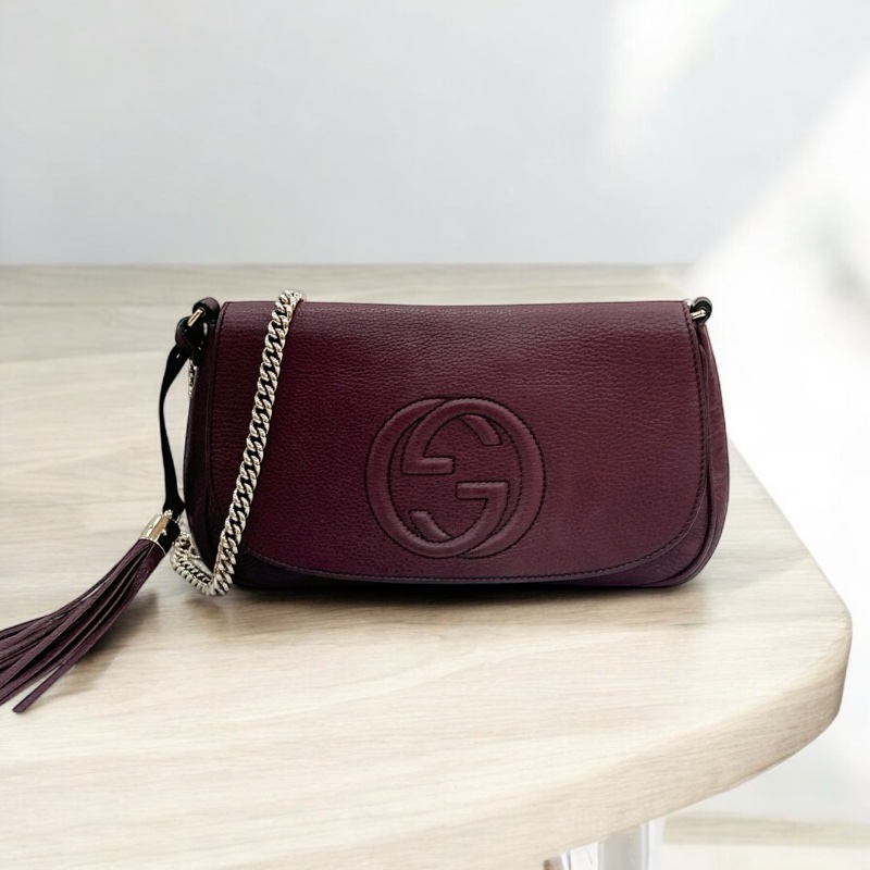 莉亞精品♡Gucci soho流蘇包 暗紫色 二手美包-0