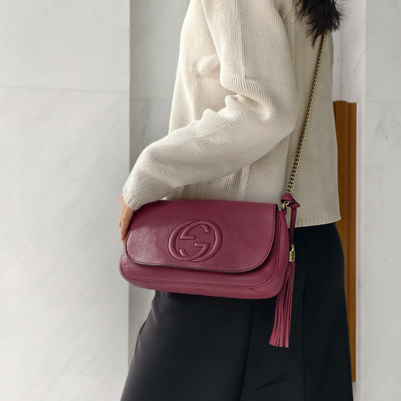 莉亞精品♡Gucci soho流蘇包 暗紫色 二手美包-1
