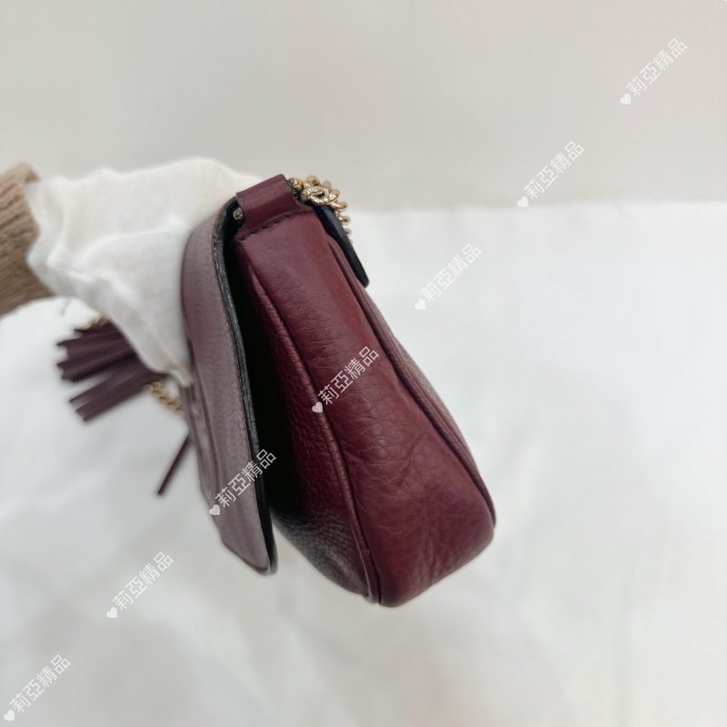 莉亞精品♡Gucci soho流蘇包 暗紫色 二手美包-7