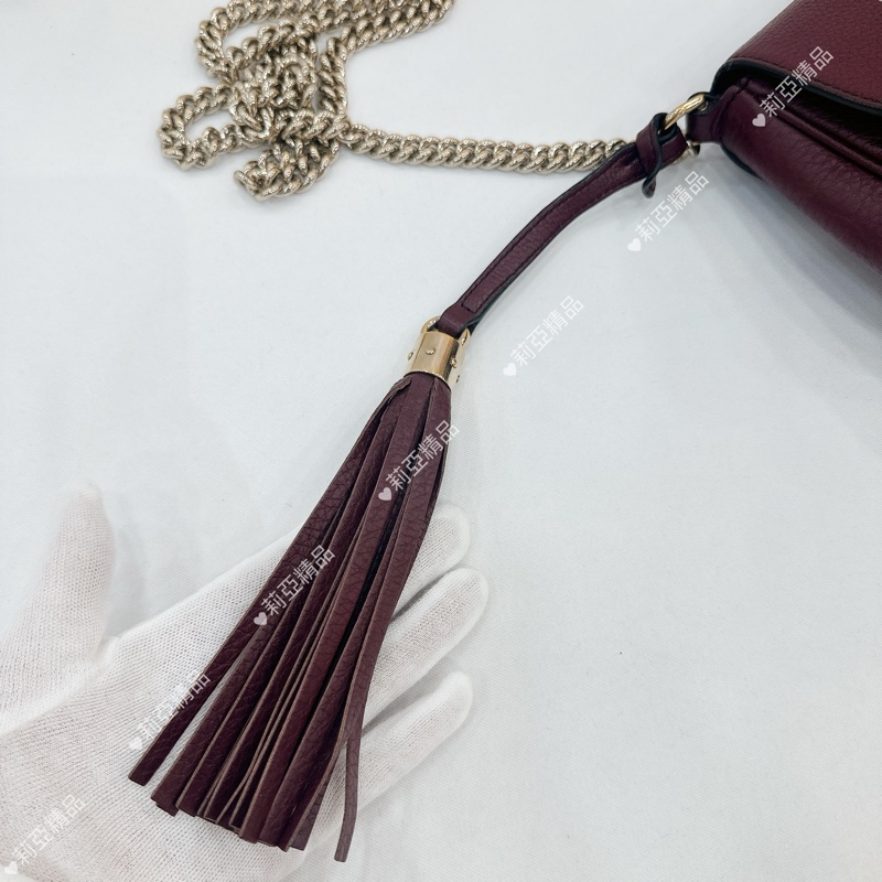 莉亞精品♡Gucci soho流蘇包 暗紫色 二手美包-13