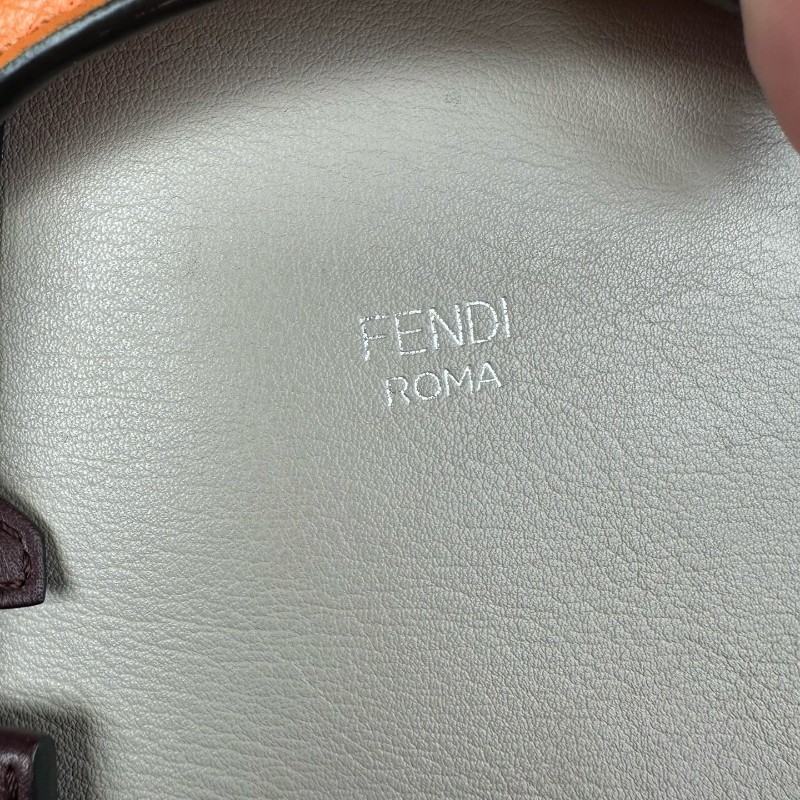 Fendi By The Way 深灰色拼色橙色手柄 mini 肩背包斜背包-6