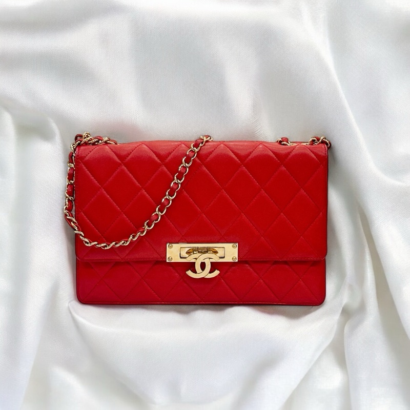 莉亞精品♡ Chanel 紅色鏈條包 二手美包-0