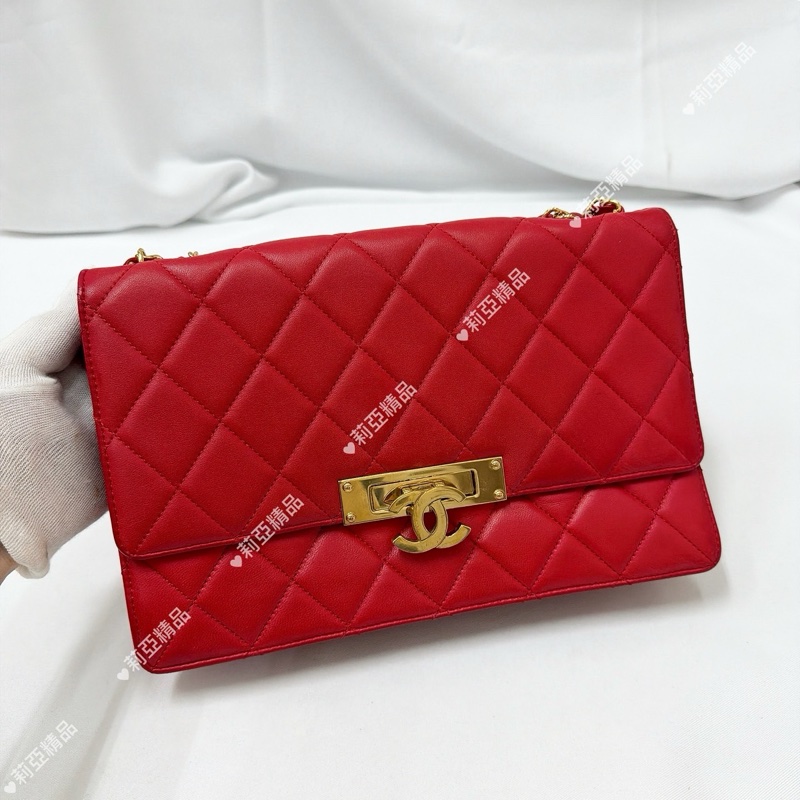 莉亞精品♡ Chanel 紅色鏈條包 二手美包-2