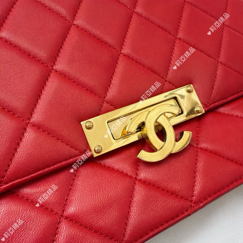 莉亞精品♡ Chanel 紅色鏈條包 二手美包-4