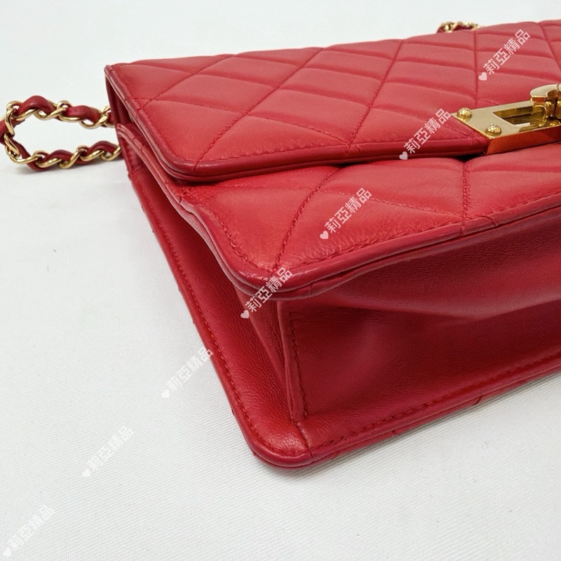 莉亞精品♡ Chanel 紅色鏈條包 二手美包-5