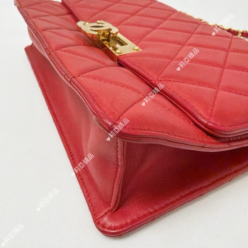莉亞精品♡ Chanel 紅色鏈條包 二手美包-8