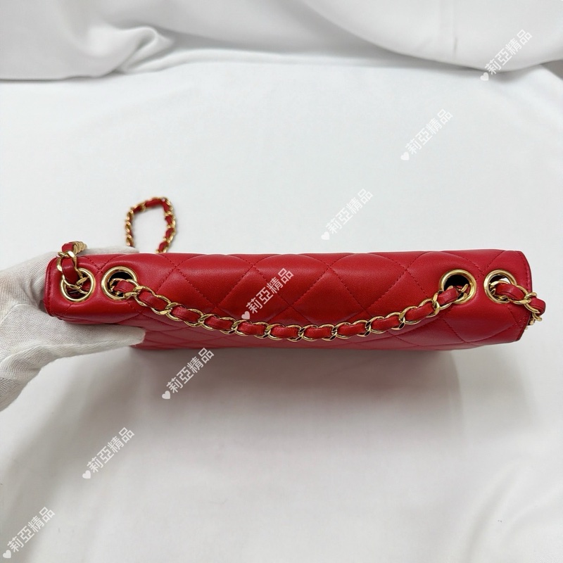 莉亞精品♡ Chanel 紅色鏈條包 二手美包-11