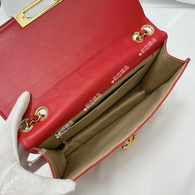 莉亞精品♡ Chanel 紅色鏈條包 二手美包-12