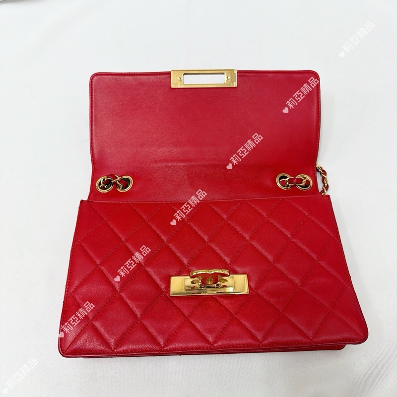 莉亞精品♡ Chanel 紅色鏈條包 二手美包-13
