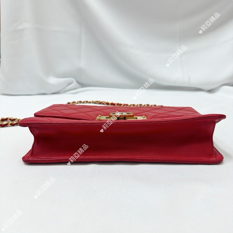 莉亞精品♡ Chanel 紅色鏈條包 二手美包-14