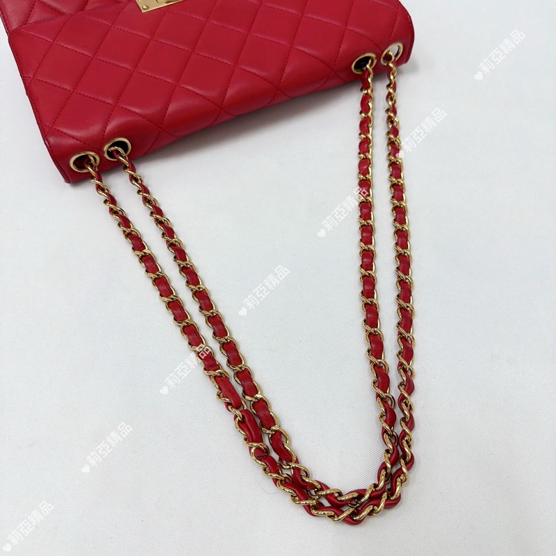 莉亞精品♡ Chanel 紅色鏈條包 二手美包-15