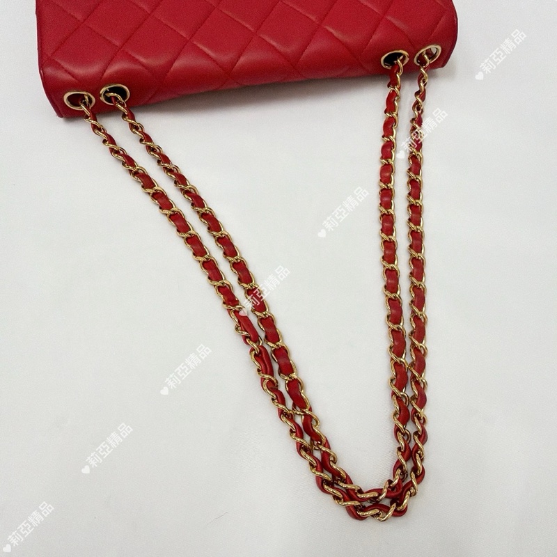 莉亞精品♡ Chanel 紅色鏈條包 二手美包-16