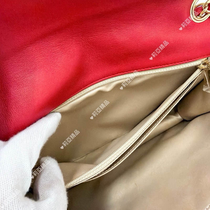 莉亞精品♡ Chanel 紅色鏈條包 二手美包-17