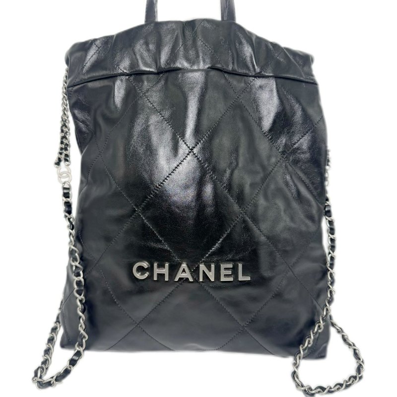 [2870] Chanel 22Bag菱格紋， 黑銀(牛皮)-0