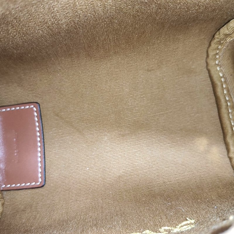 CELINE 迷你 棕色塗層帆布凱旋門單肩包斜挎包 金色五金 可拆卸肩帶-8