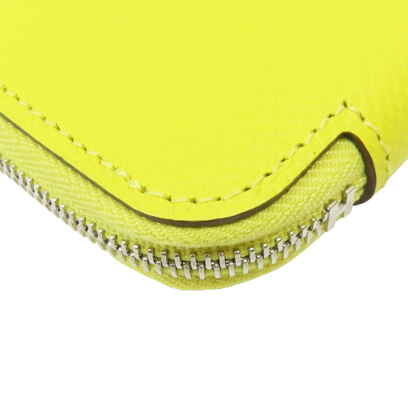 黃色 Epsom牛皮 拉鍊 Silk'In 絲巾 零錢包 C刻 銀扣【HERMES 愛馬仕】-7