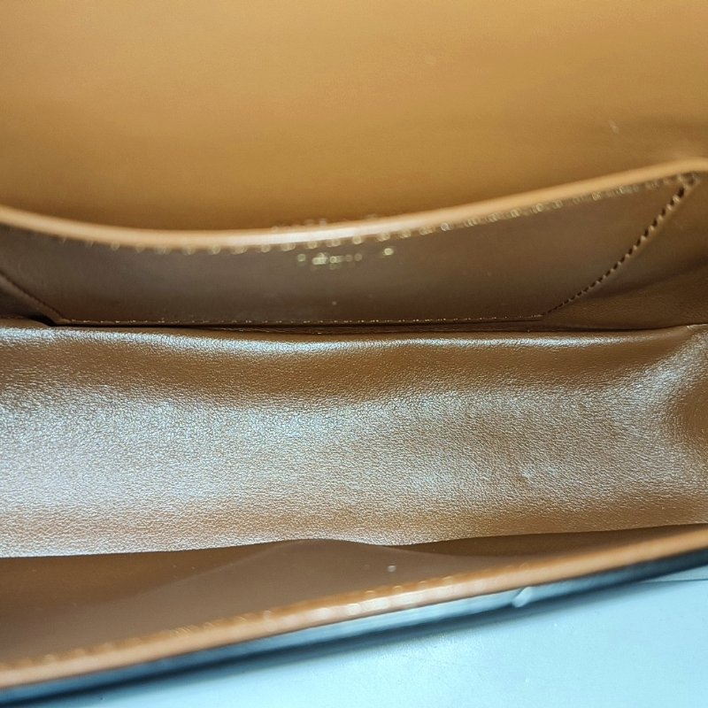 CELINE 棕色牛皮肩背包 金色五金-6