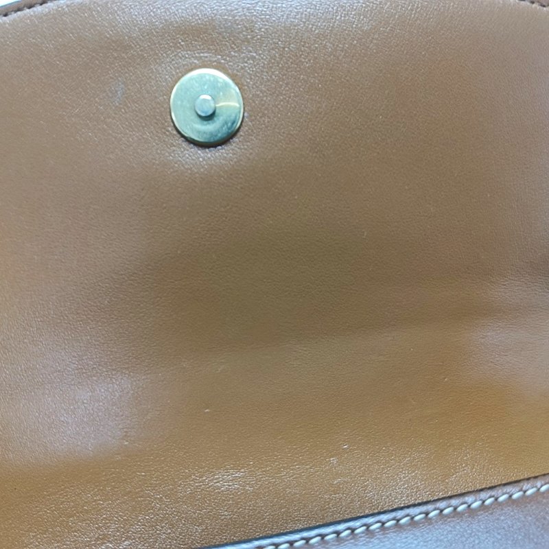 CELINE 棕色牛皮肩背包 金色五金-7