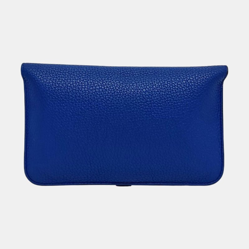 HERMES Dogon 大號 皇室藍Clemence牛皮錢包 銀色五金 X刻-4