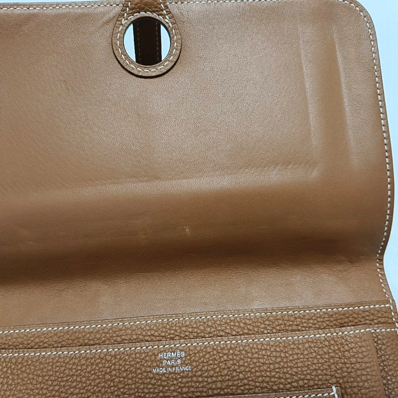 HERMES Dogon 大號金棕色Clemence牛皮手拿包 銀色五金 U刻-8