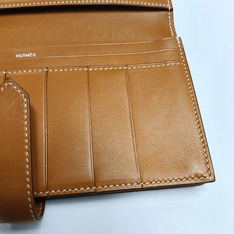 HERMES Bearn 金棕色Swift牛皮錢包 銀色五金 A刻-11